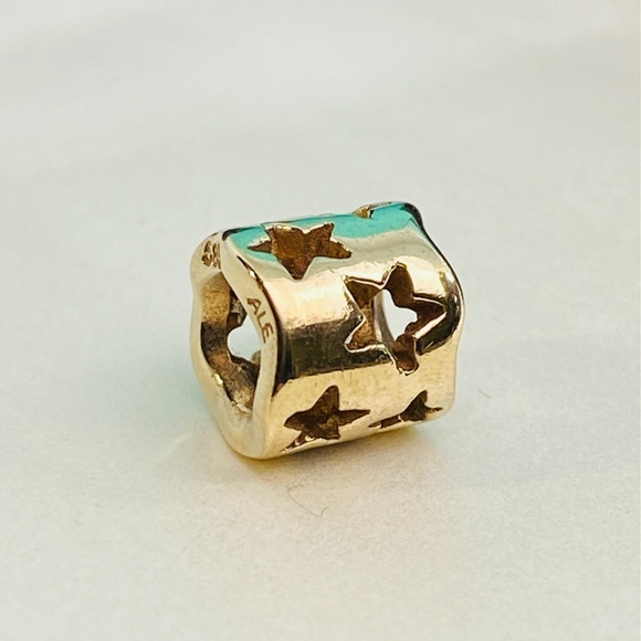 14k Yellow Gold Pandora Seeing Stars Bead Charm 750348 8mm Retired - Picture 4 of 5